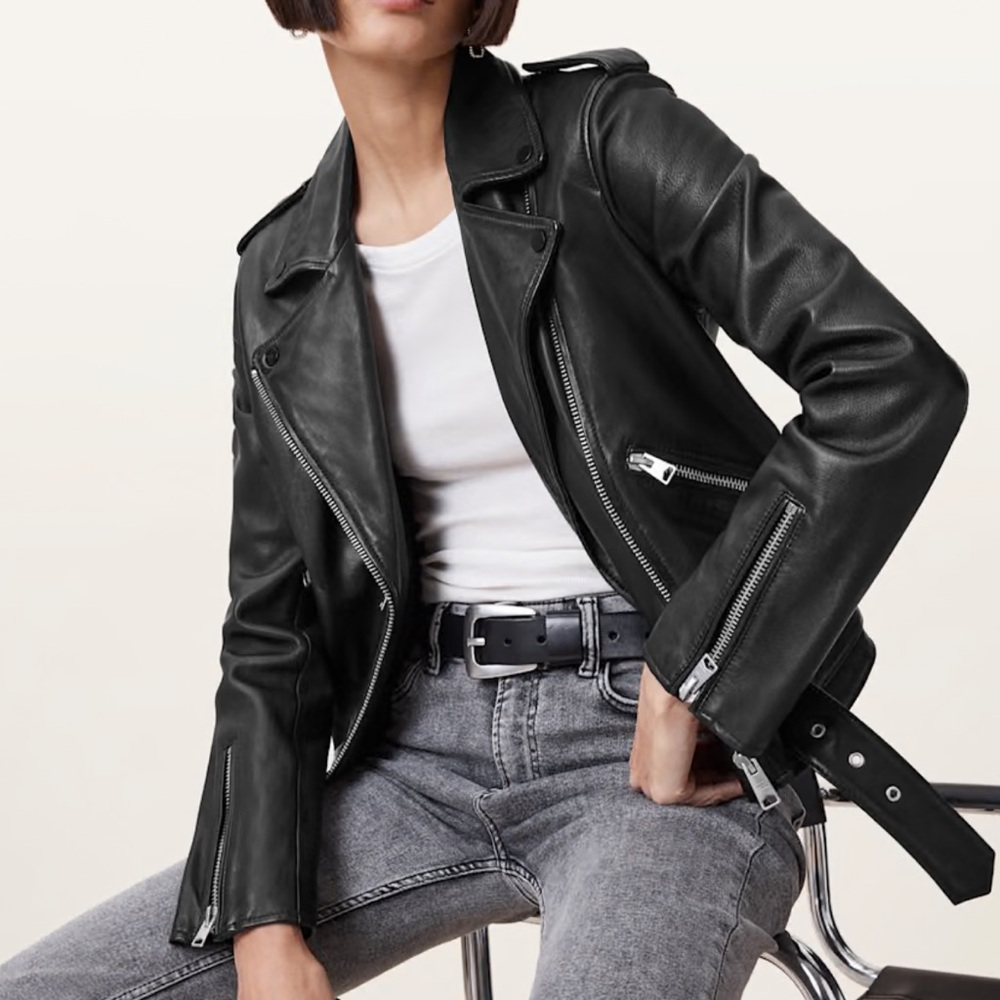 NWOT AllSaints Balfern Biker Sheep Leather Jacket